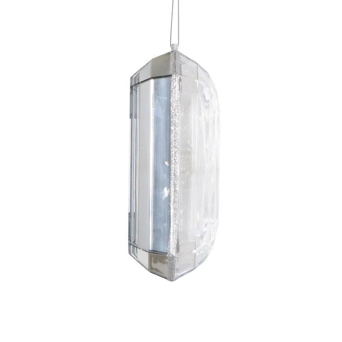 Vickerman 8" Silver Rectangle Jewel Glitter Gem Ornament , Wreath Embellishment, Wreath Supply