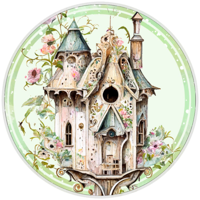 Victorian Green Birdhouse sign, Wreath Sign, Home Decor