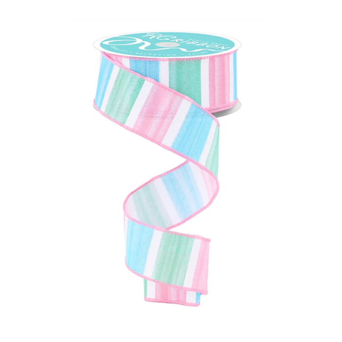 Watercolor Striped Wired Ribbon by RG Ribbon – 1.5" x 10 yards