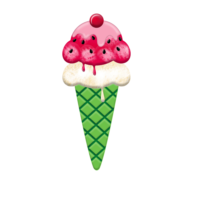 Watermelon Ice Cream Cone Metal Sign 12 Long, Wreath Attachment, Embellishment , DIY Wreath Supply