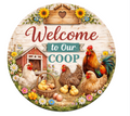Welcome To Our Coop 10 Inch Wreath Sign, Metal Wreath Sign, Home Decor, DIY, The Ritzy Cactus