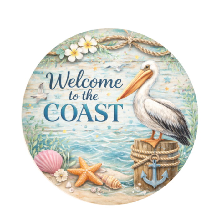 Welcome to the Coast 10" Wreath Sign, Home Decor, The Ritzy Cactus