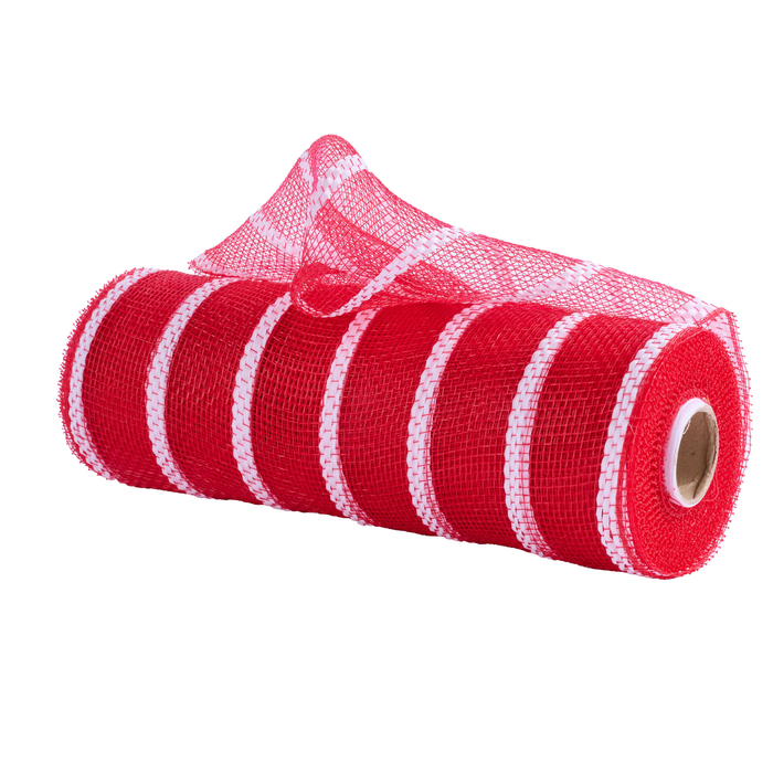 Wide Stripe Red & White Mesh: Deco Mesh -10 inches x 10yards, Poly Deco Mesh, DIY Crafts, Wreath Making