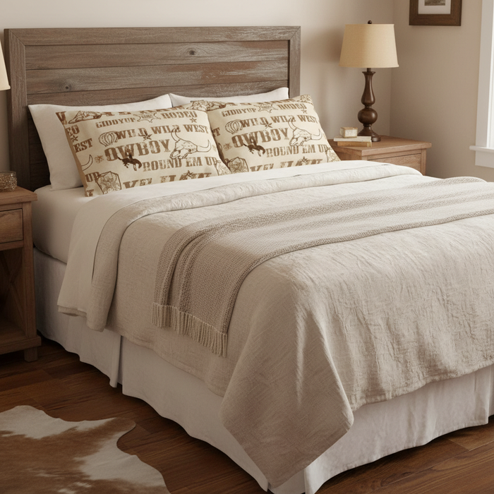 Wild West Cowboy Standard Pillowcases on Bed