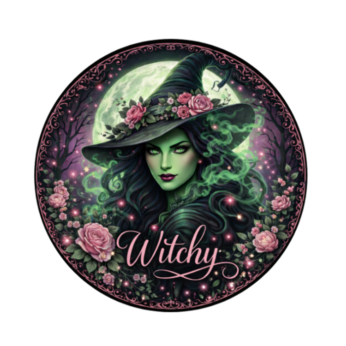 Witchy Witch Halloween 10 Inch Wreath Sign, Metal Wreath Sign, Home Decor, The Ritzy Cactus
