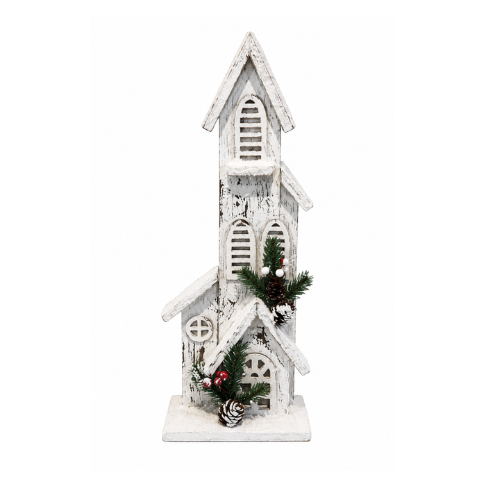 Wooden House 5 Led Lights 16 Inch Wreath Attachment, DIY Supplies, Wreath Maker