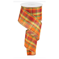 Woven Fall Plaid w/Metallic Thread Wired Ribbon by RG – 2.5" x 10 Yards, Wreath Ribbon